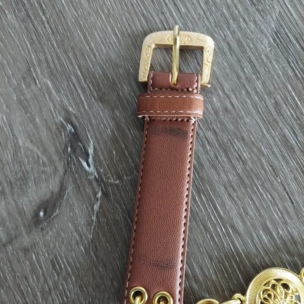 Vintage Brown Gold Tone Chain Belt 39.5